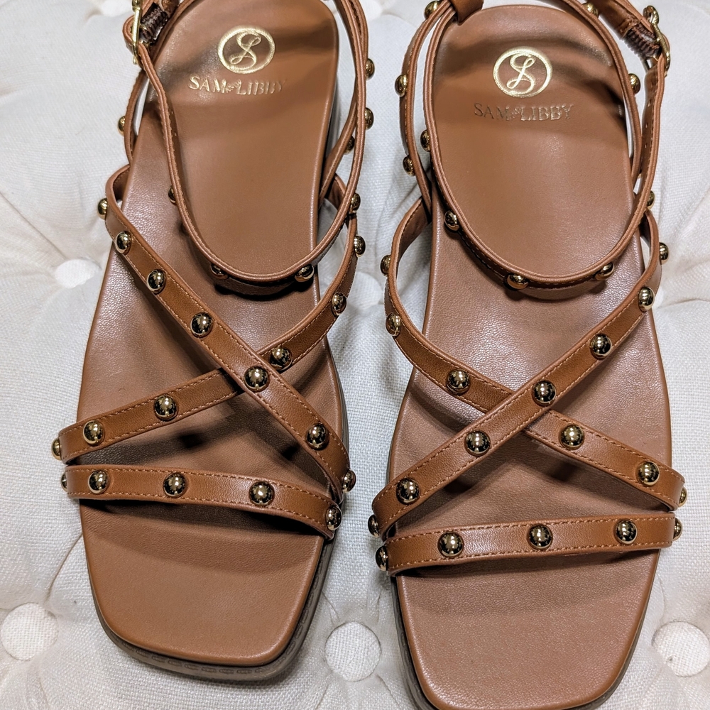 Sam & Libby Brown Studded Sandals